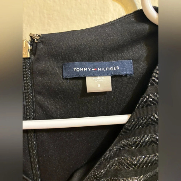 Tommy Hilfiger velvet shadow stripe fit & flare dress size 8 - Picture 2 of 4